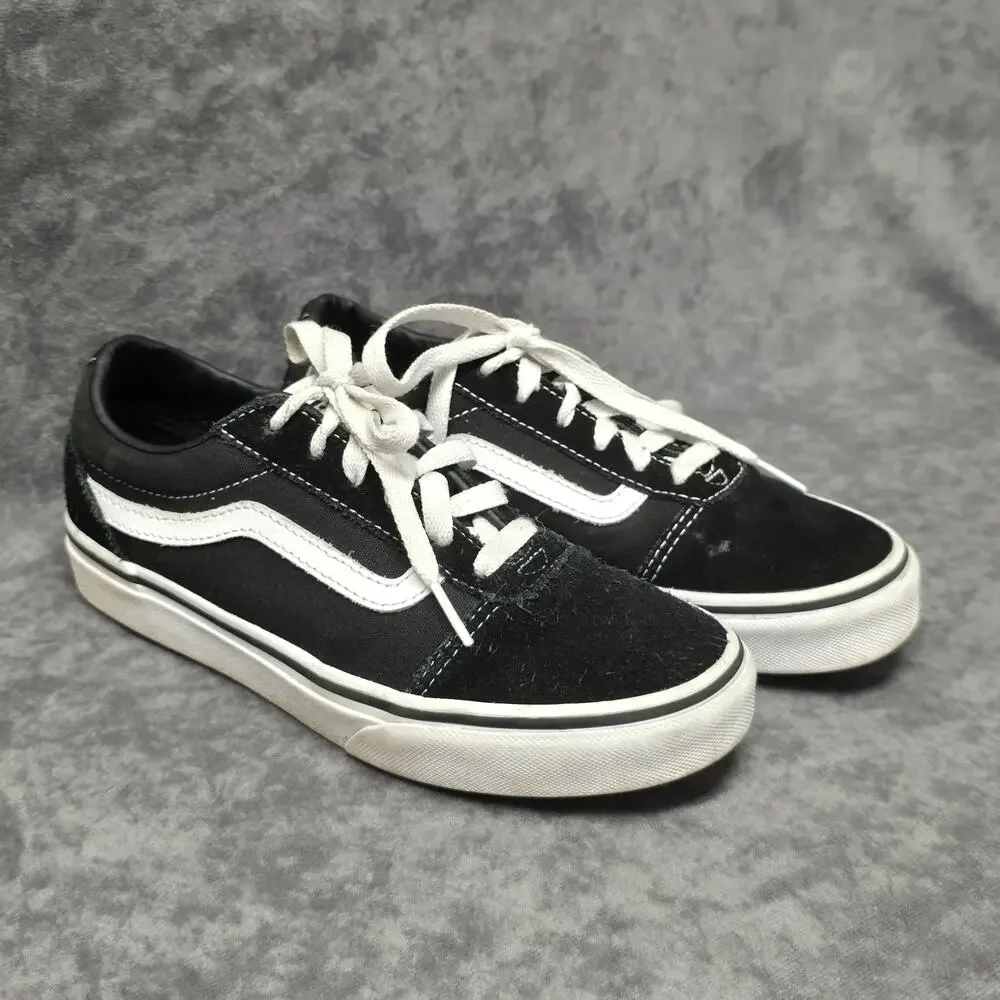 Vans Black & White Off The Wall Old Skool Low Top Canvas Skater Shoes Youth 3